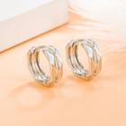 Geometric Layered Alloy Hoop Earring 1 Pair - Silver - One Size