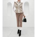 Furry-hem Straight-cut Pants