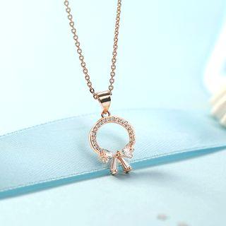Alloy Rhinestone Bow Pendant Necklace Bow - One Size