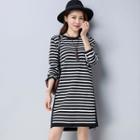Long-sleeve Striped Knit Mini Dress