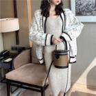 Color-block Loose-fit Cardigan / Plain Long-sleeve Slim-fit Knit Dress