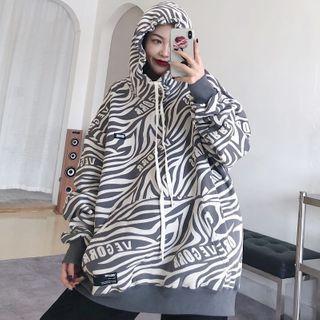 Fleece-lined Zebra Print Hoodie
