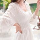 Set: Bell-sleeve Crochet Mini Empire Dress + Bandeau