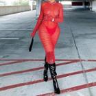 Long-sleeve See Through Jumpsuit