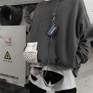 Distressed Crew-neck Long-sleeve T-shirt