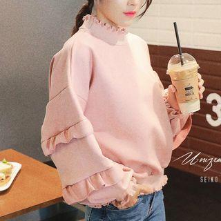 Ruffle Mock Neck Pullover