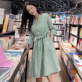 Double Breasted 3/4-sleeve A-line Dress
