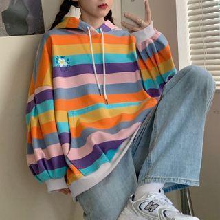 Rainbow Stripe Oversized Hoodie