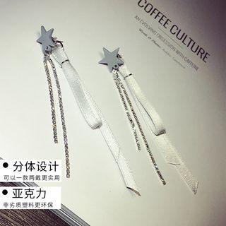 Rhinestone Chain Ribbon Drop Earring