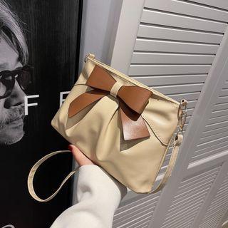 Ribbon Two-tone Faux Leather Crossbody Bag
