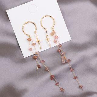 Rhinestone Hoop Dangle Earring 1 Pair - A239 - Rhinestone Hoop Dangle Earring - One Size