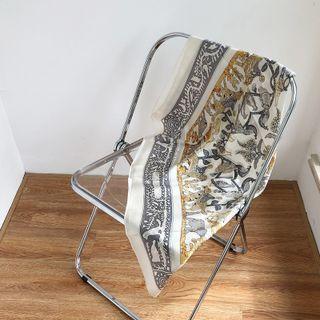 Printed Silk Scarf J505 - Beige - 90x90cm