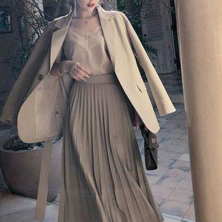 Single Breasted Blazer / A-line Midi Skirt / Set