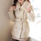 Faux-fur Wide-collar Belted Jacket