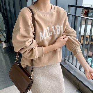 Letter-printed Loose-fit Sweatshirt Beige - One Size