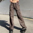 Low Rise Embroidered Bootcut Cargo Pants