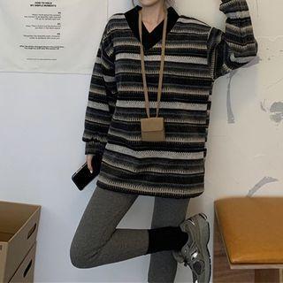 Striped Sweater Stripes - Gray & Black - One Size