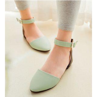 Color Panel Ankle Strap Sandals