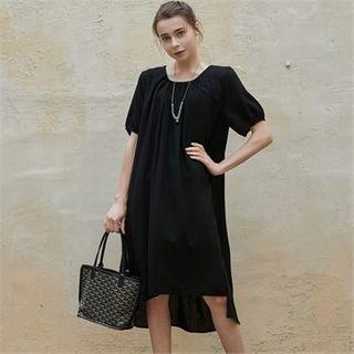 Dip-back Shirred Midi Dress Black - One Size