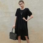 Dip-back Shirred Midi Dress Black - One Size