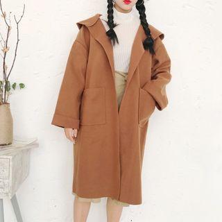 Hooded Open-front Knitted Jacket