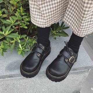 Buckled Lace-up Casual Shoes