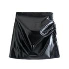 Faux Leather Shirred Mini Skirt