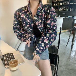Floral Print Denim Shirt Jacket