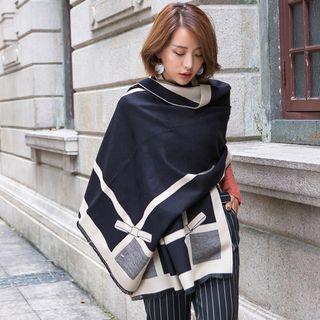 Bow Print Plaid Shawl