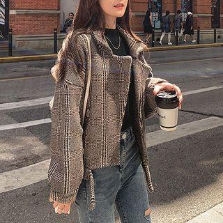 Plaid Double-breasted Jacket As Shown In Figure - One Size