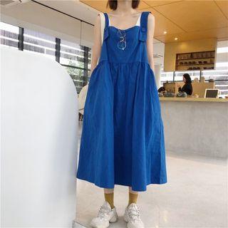 A-line Midi Dungaree Dress Blue - One Size