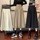Plain Cropped A-line Pleated Midi Skirt