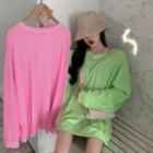 Long-sleeve Plain Loose-fit T-shirt