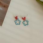 Heart Flower Alloy Dangle Earring 1 Pair - Pink & Blue - One Size