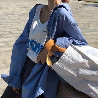 Oversize Long-sleeve Shirt Blue - One Size