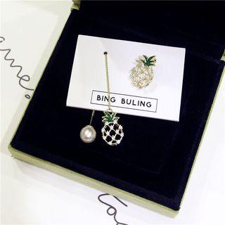 Faux Pearl Rhinestone Pineapple Drop Earring