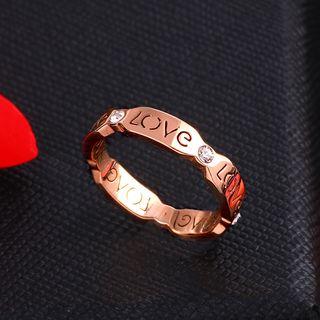 Rose Gold Plated Rhinestone Love Ring