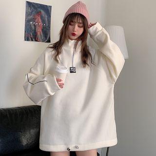 Long-sleeve Zip-front Loose-fit Top