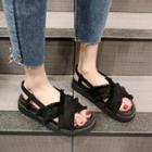 Faux Suede Frayed Slide Platform Sandals