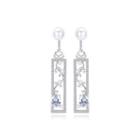 Elegant And Fashion Geometric Leaf Rectangular Imitation Pearl Earrings With Cubic Zirconia Silver - One Size