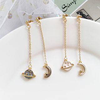 Planet & Moon Stud Earring / Planet & Moon Dangle Earring / Clip-on Earring