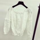 Lace Panel Off-shoulder Long-sleeve Top