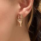 Set: Alloy Palm Pendant Necklace + Dangle Earring