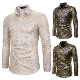 Long-sleeve Metallic Patterned Shirt