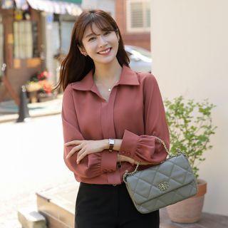 Balloon-sleeve Flap-seam Blouse