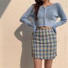 Cardigan / Plaid Mini Skirt