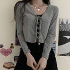 Long-sleeve Lace Up T-shirt / Lace Trim Camisole Top / Shorts