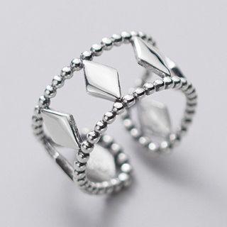 925 Sterling Silver Rhombus Layered Open Ring S925 Silver - One Size