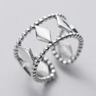 925 Sterling Silver Rhombus Layered Open Ring S925 Silver - One Size