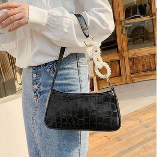 Faux Pearl Chain Accent Shoulder Bag